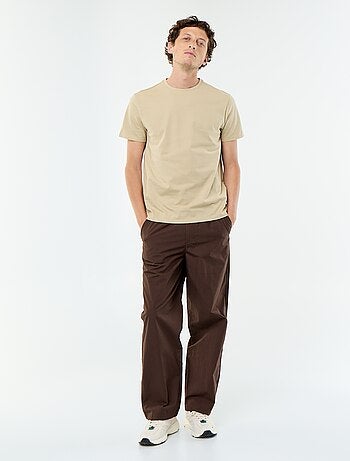 T-shirt uni en coton pour homme à col rond