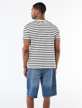 T-shirt en coton uni à col rond pour homme