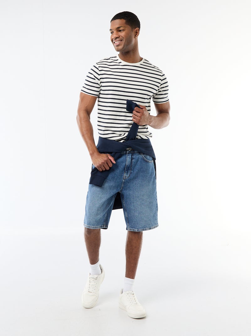 T-shirt en coton uni à col rond pour homme Blanc - Kiabi