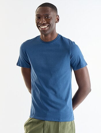 T-shirt uni en coton à col rond pour homme