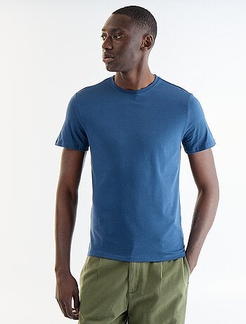 T-shirt uni en coton à col rond pour homme