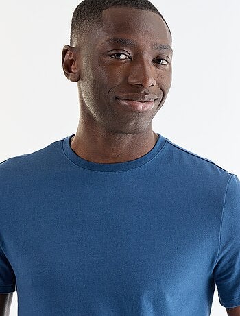 T-shirt uni en coton à col rond pour homme