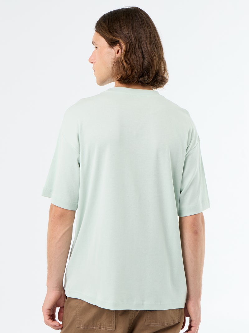 T-shirt en coton uni à col rond pour homme Bleu - Kiabi