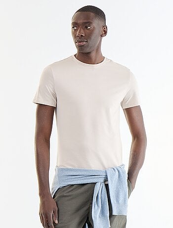 T-shirt uni en coton à col rond pour homme