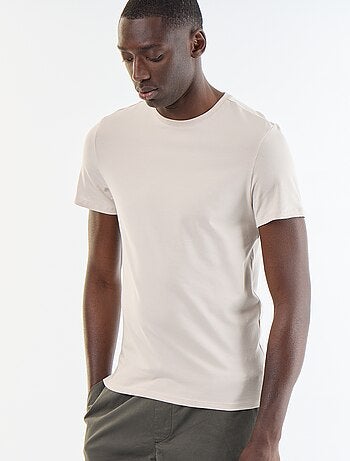 T-shirt uni en coton à col rond pour homme
