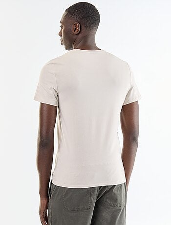 T-shirt uni en coton à col rond pour homme