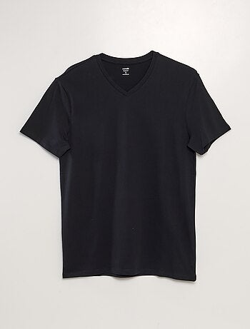 T-shirt homme uni en coton à col V