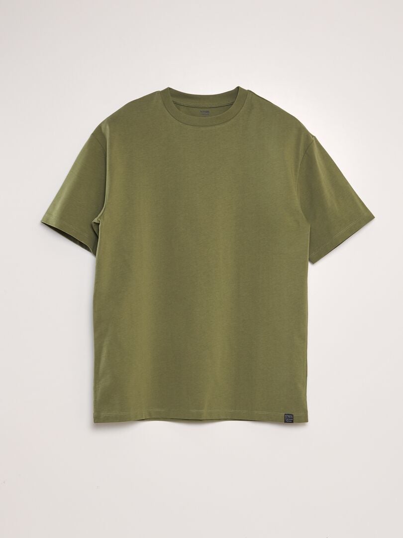 T-shirt en coton uni vert - Kiabi