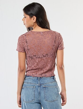 T-shirt en dentelle à manches courtes