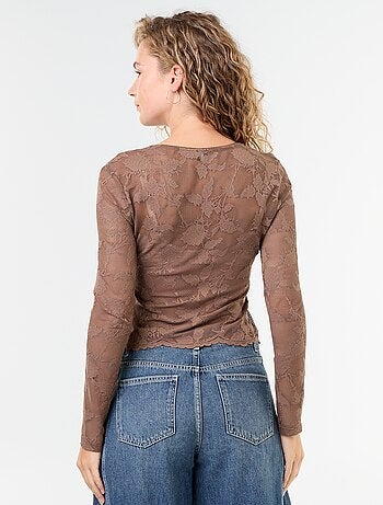 T-shirt en dentelle effet chemisier