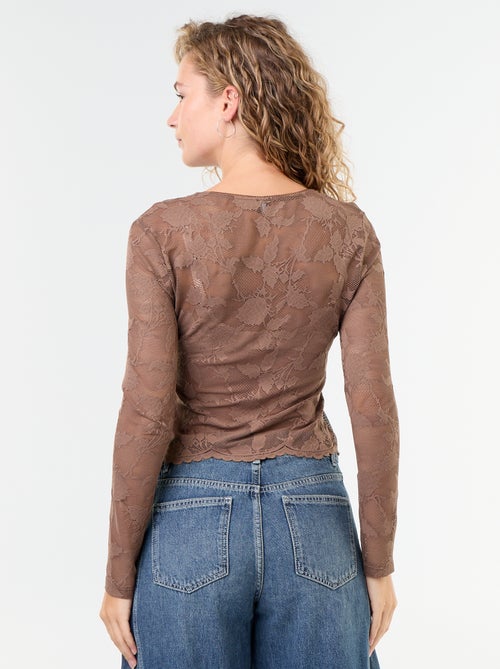 T-shirt en dentelle effet chemisier - Kiabi T-shirt en dentelle effet chemisier - Kiabi
