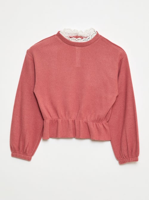 T-shirt en dentelle uni - Kiabi