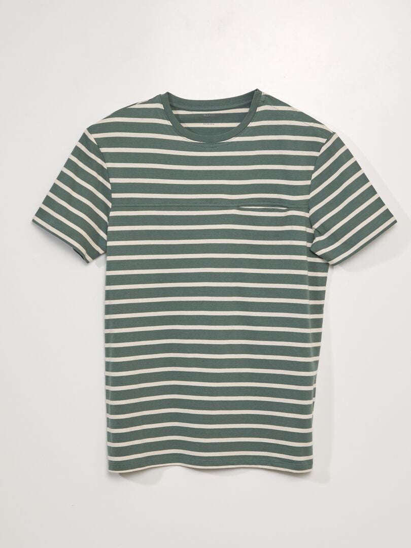 T-shirt en jersey - So Easy Vert/blanc - Kiabi