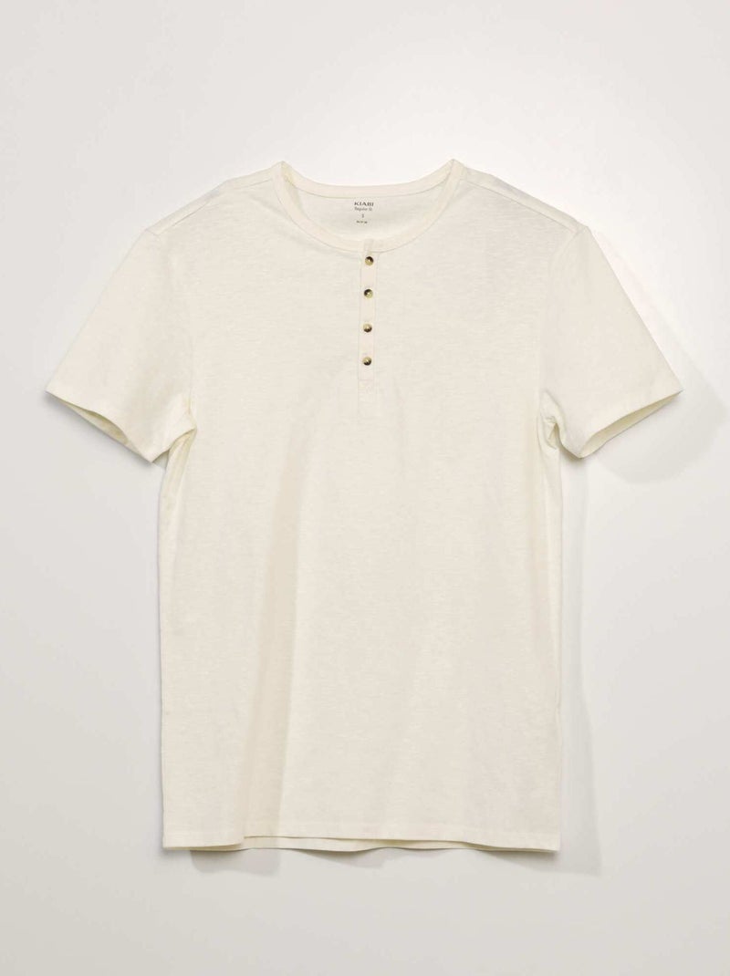 T-shirt en jersey à col mao Blanc - Kiabi