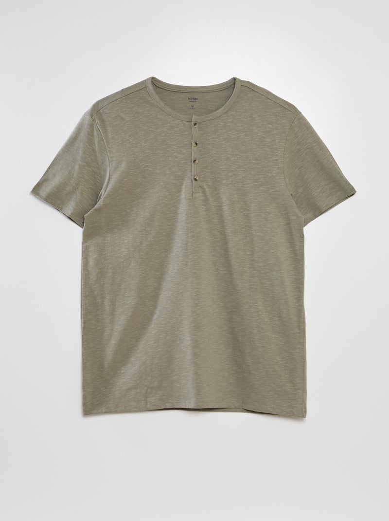 T-shirt en jersey à col mao Vert - Kiabi