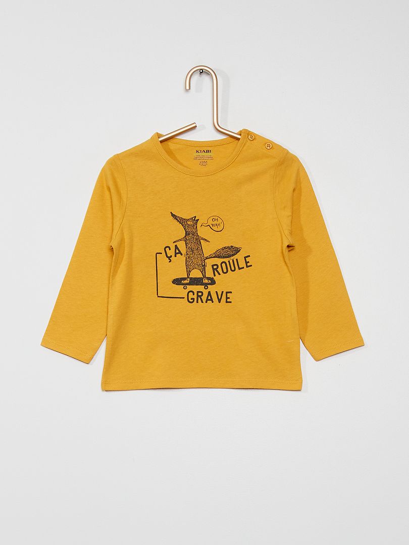 T-shirt en jersey à col rond jaune - Kiabi