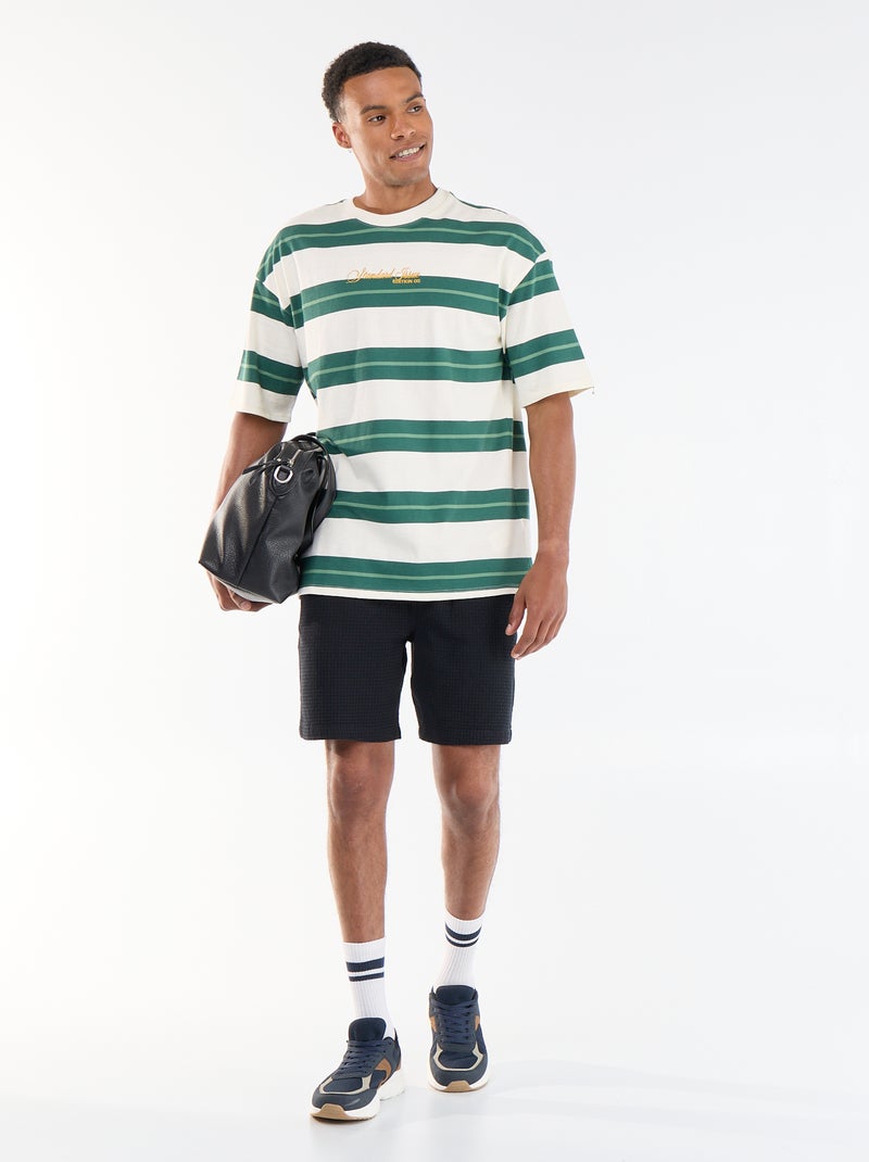 T-shirt en jersey à col rond pour homme avec motif fantaisie Vert - Kiabi