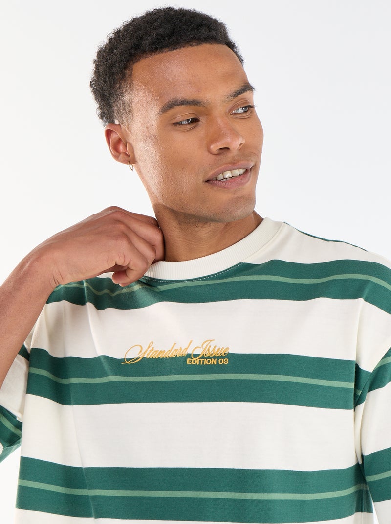 T-shirt en jersey à col rond pour homme avec motif fantaisie Vert - Kiabi