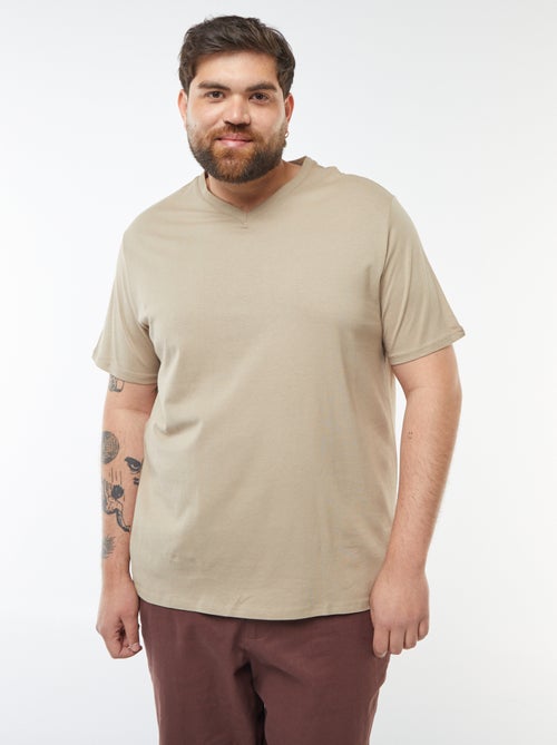 T-shirt en jersey à col V - Kiabi