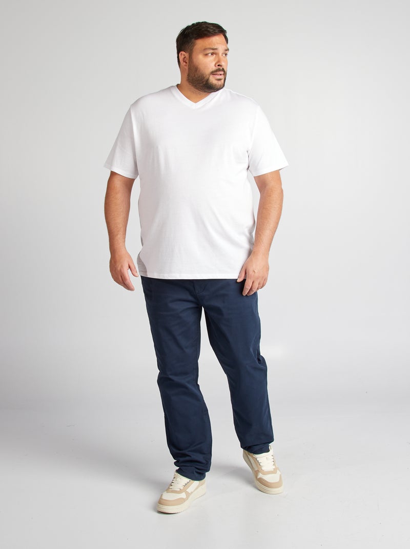 T-shirt en jersey à col V Blanc - Kiabi
