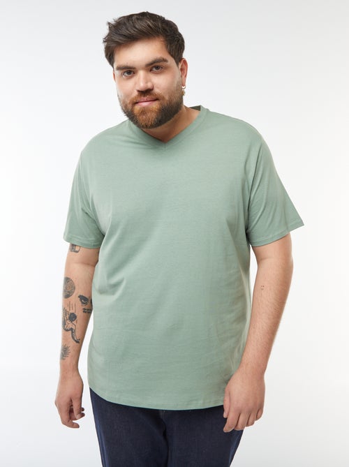 T-shirt en jersey à col V - Kiabi