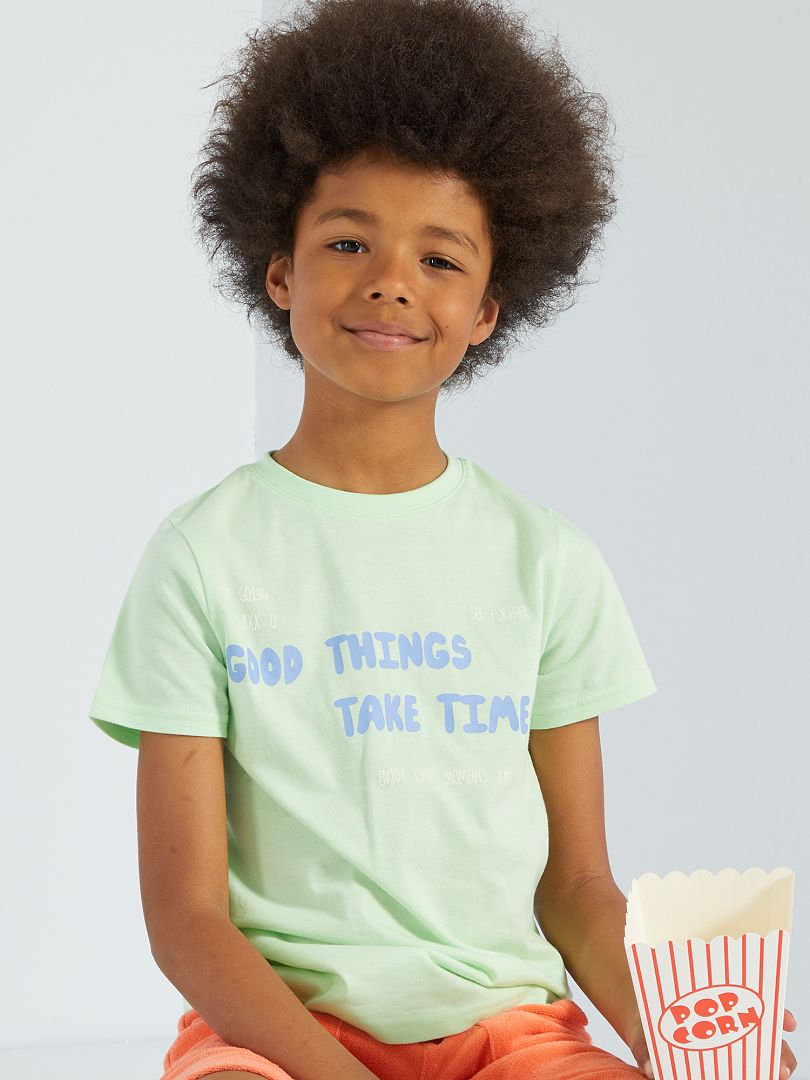 T-shirt  en jersey à Imprimé fantaisie Vert 'good things' - Kiabi