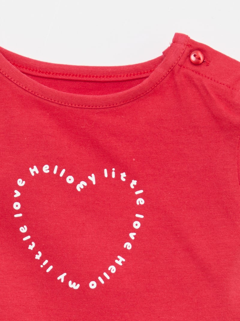 T-shirt en jersey à manches courtes Rouge - Kiabi