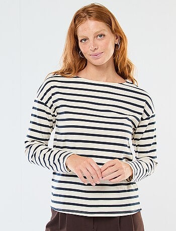 T-shirt en jersey à manches longues à motif rayé