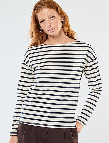 T-shirt en jersey à manches longues à motif rayé