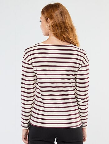 T-shirt en jersey à manches longues à motif rayé