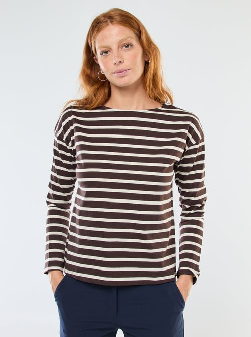 T-shirt en jersey à manches longues à motif rayé - Kiabi