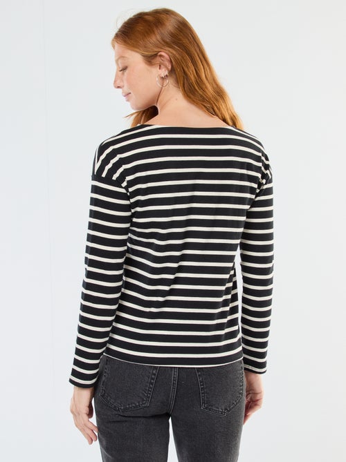 T-shirt en jersey à manches longues à motif rayé - Kiabi
