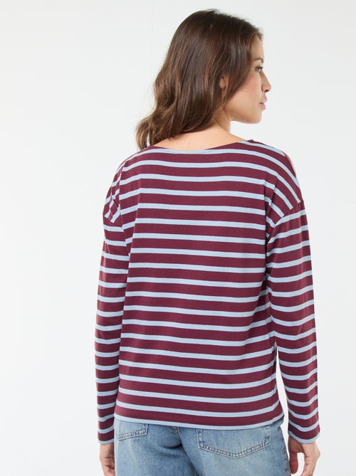 T-shirt en jersey à manches longues à motif rayé - Kiabi