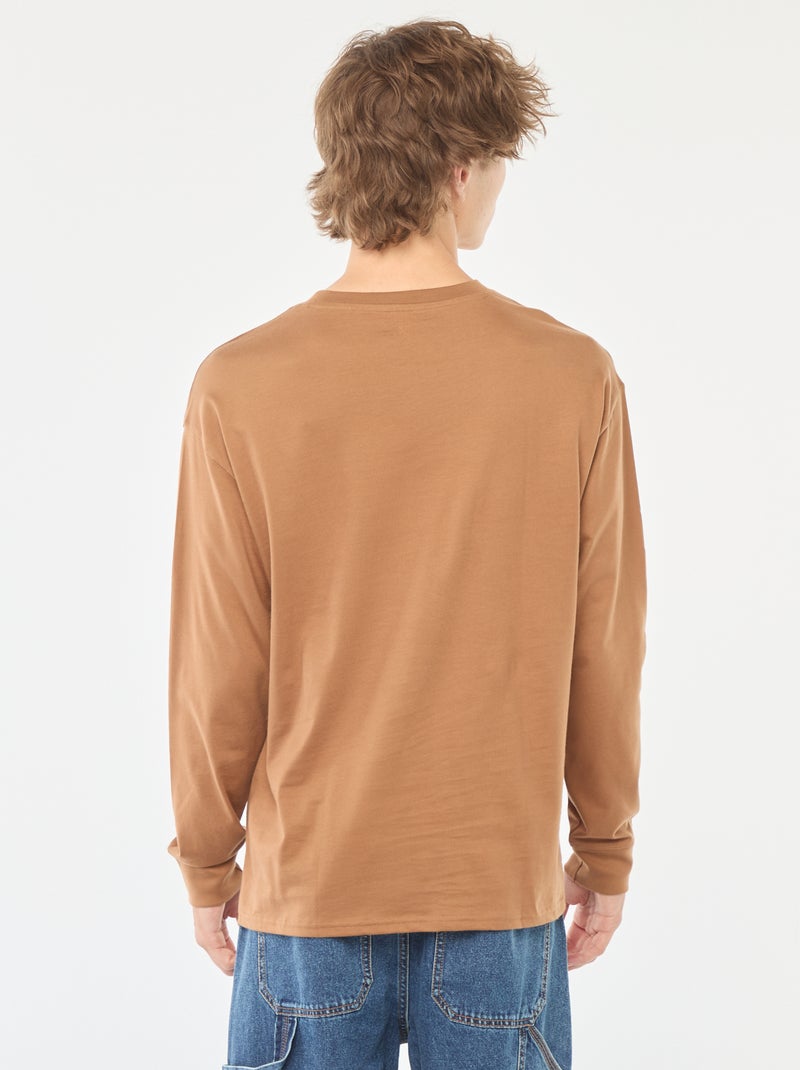 T-shirt en jersey à manches longues Beige - Kiabi