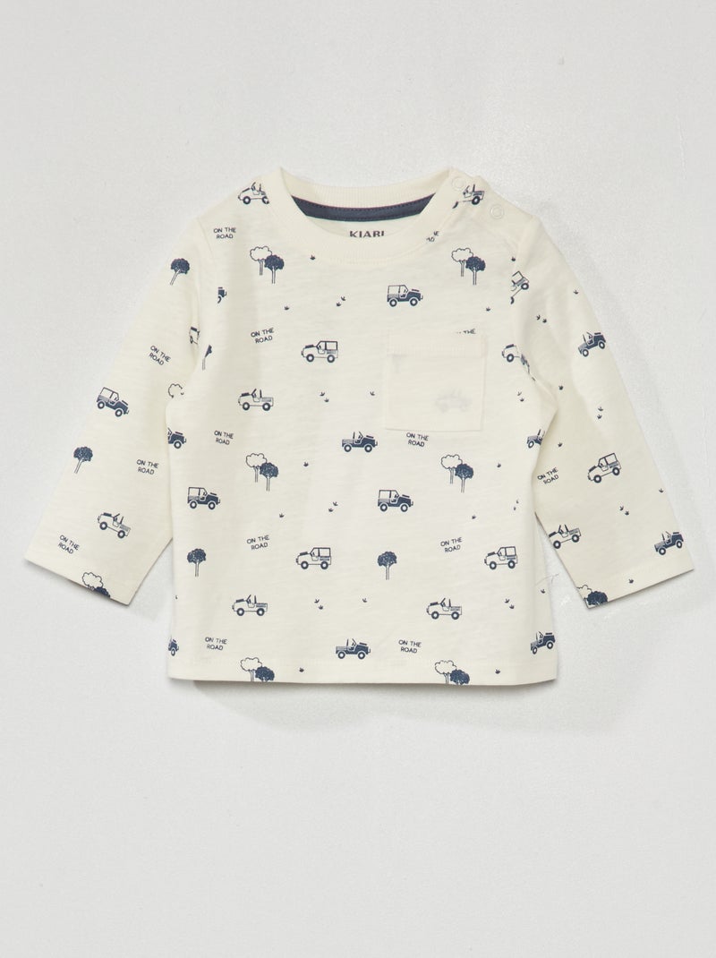 T-shirt en jersey à manches longues Blanc - Kiabi