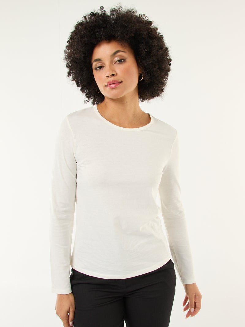 T-shirt en jersey à manches longues blanc - Kiabi