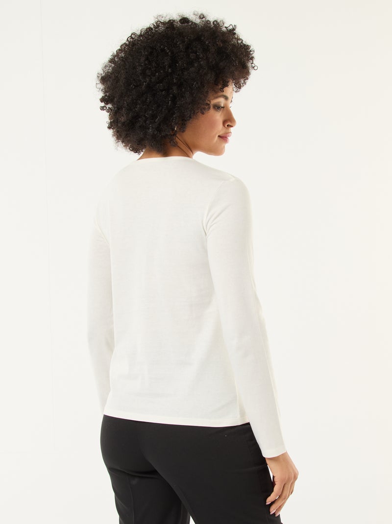 T-shirt en jersey à manches longues blanc - Kiabi