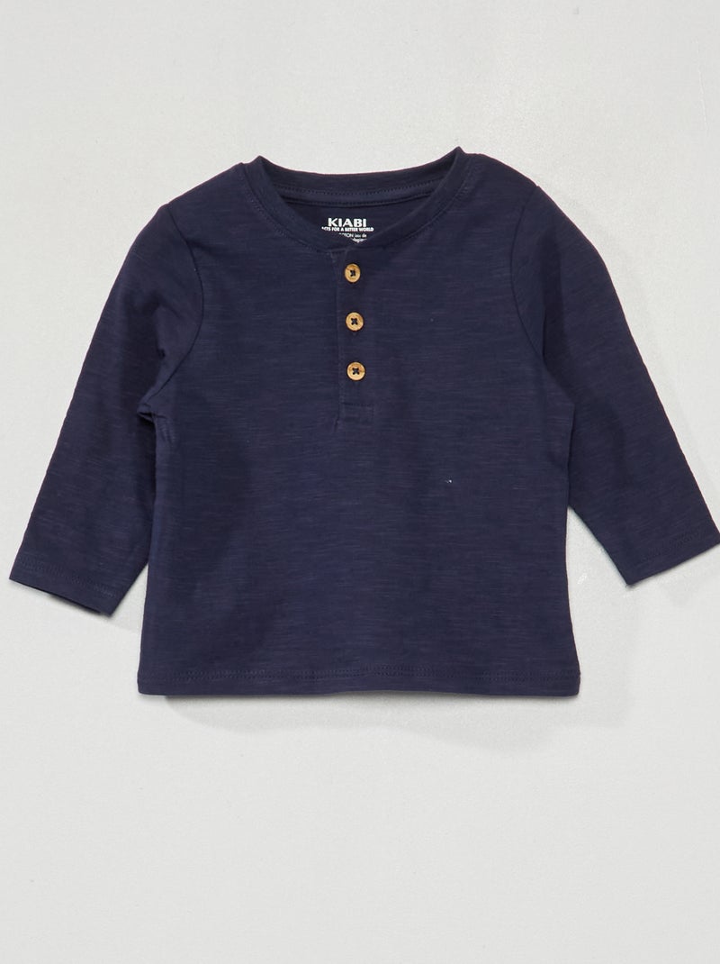 T-shirt en jersey à manches longues bleu noir - Kiabi