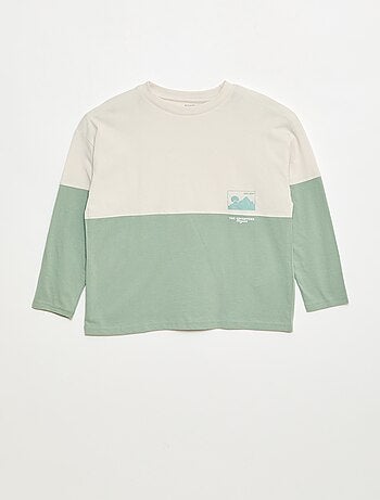 T-shirt en jersey à manches longues effet colorblock