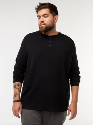 T-shirt en jersey à manches longues et col tunisien