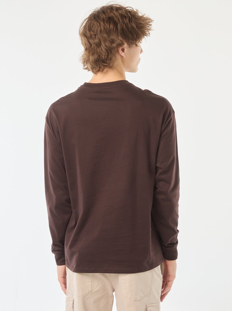 T-shirt en jersey à manches longues Marron - Kiabi