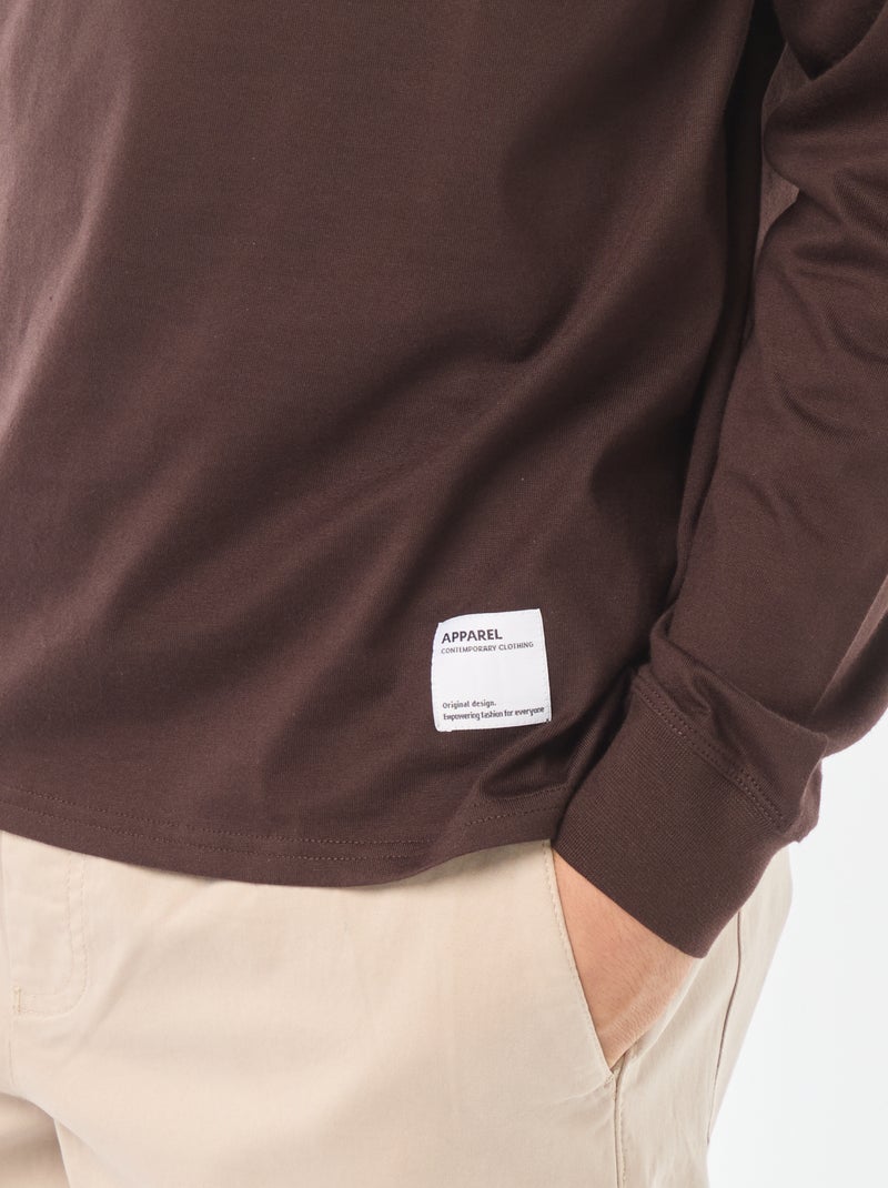 T-shirt en jersey à manches longues Marron - Kiabi