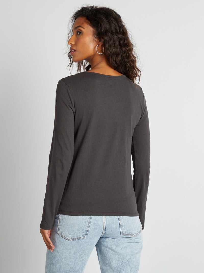 T-shirt en jersey à manches longues Noir - Kiabi