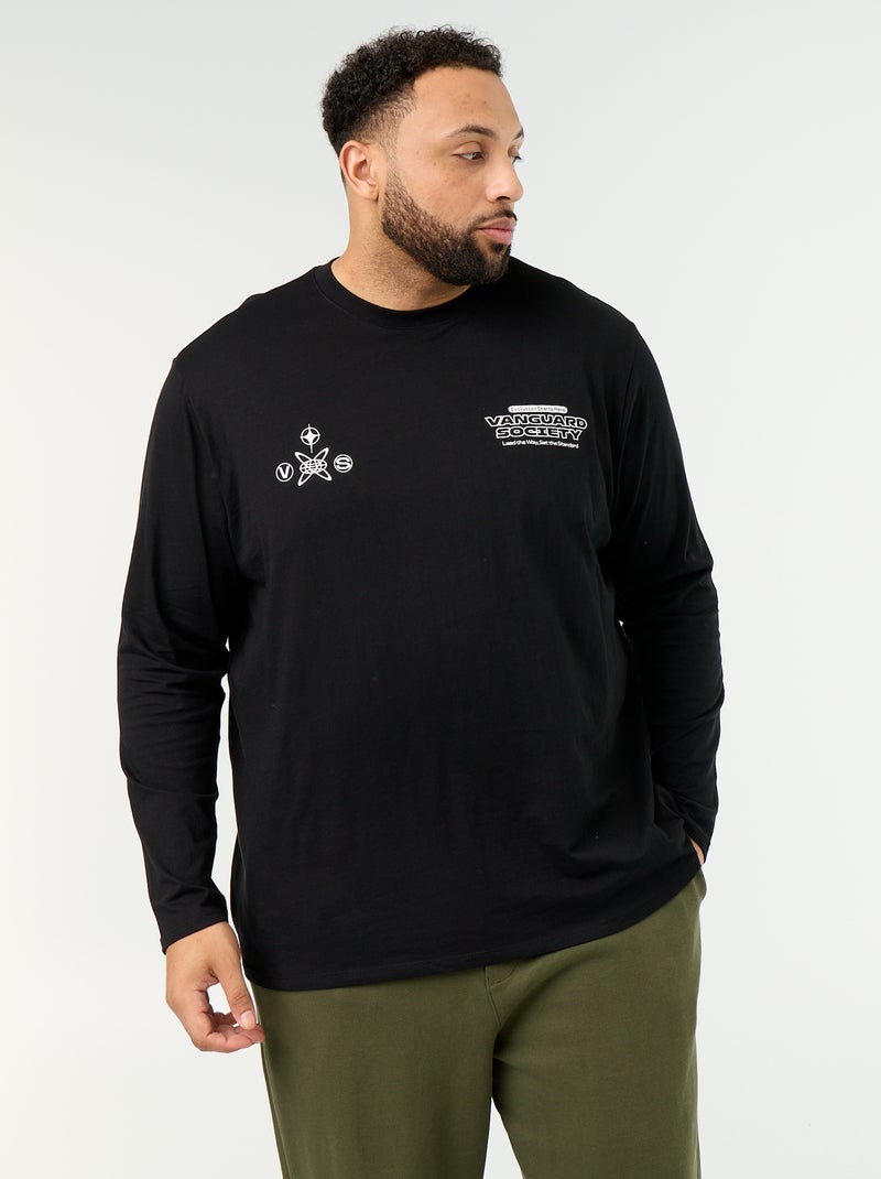 T-shirt en jersey à manches longues Noir - Kiabi