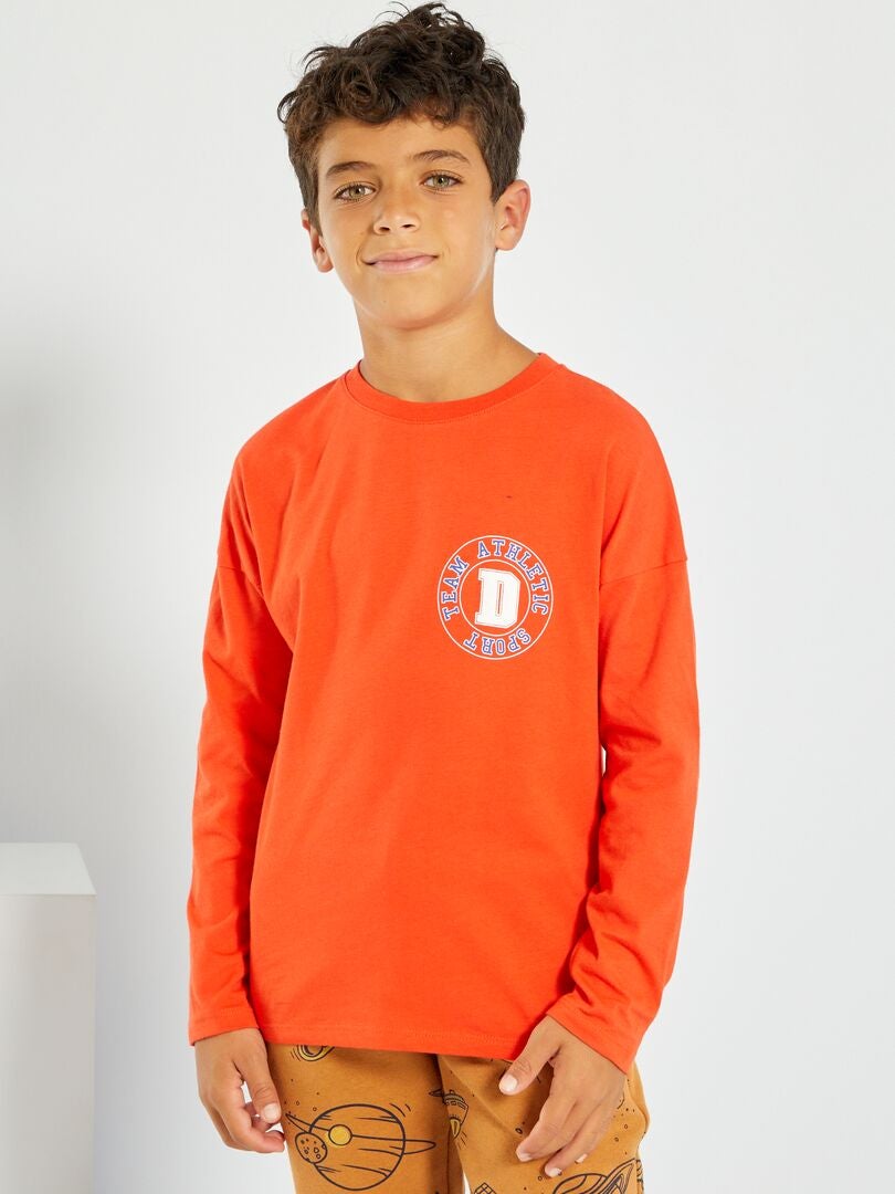 T-shirt en jersey à manches longues Orange - Kiabi