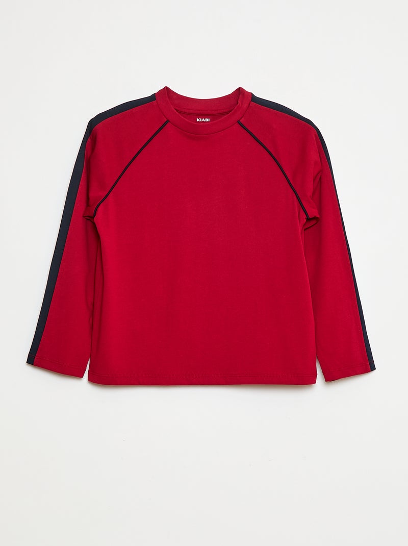 T-shirt en jersey à manches longues Rouge - Kiabi