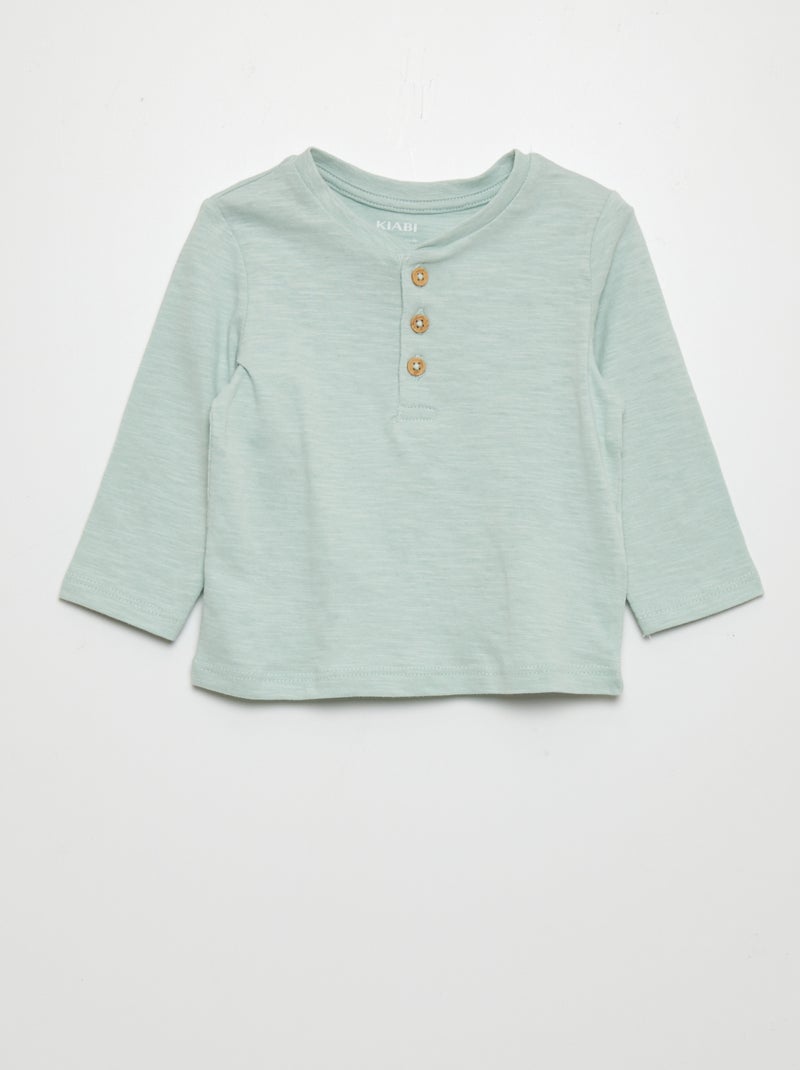 T-shirt en jersey à manches longues Vert clair - Kiabi