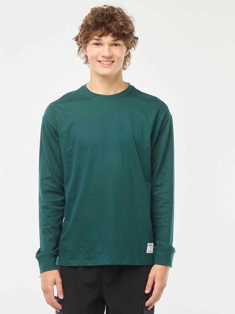T-shirt en jersey à manches longues Vert - Kiabi