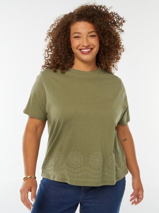 T-shirt en jersey avec broderie à la base