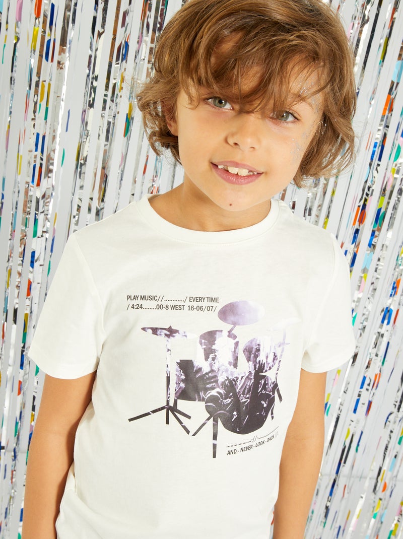 T-shirt en jersey avec imprimé Blanc - Kiabi